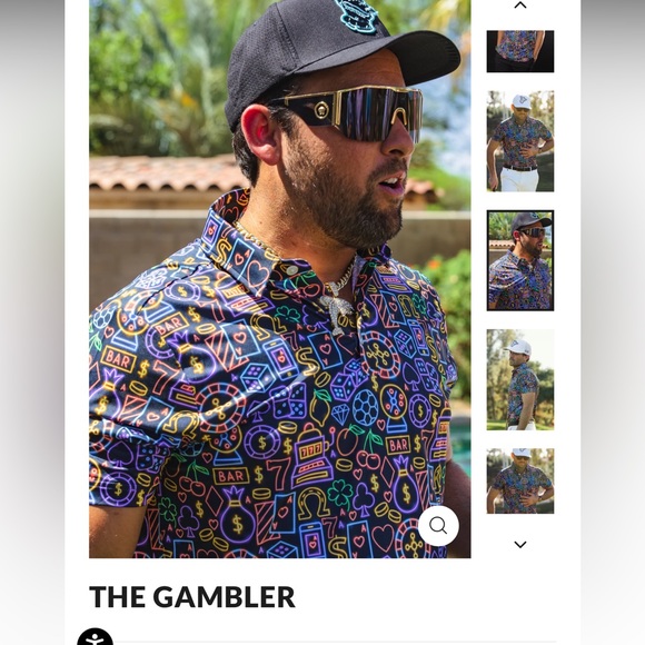 Sunday Swagger golf polo with Vegas/casino print! - Picture 3 of 3